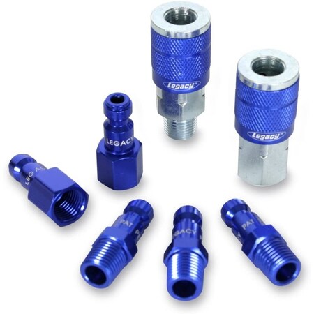 Flexzilla Legacy ColorConnex Aluminum/Steel Air Coupler and Plug Set 1/4 in. 7 pc A72457C